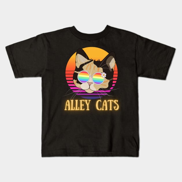 Hipster Alley Cats Kids T-Shirt by Puaststrol